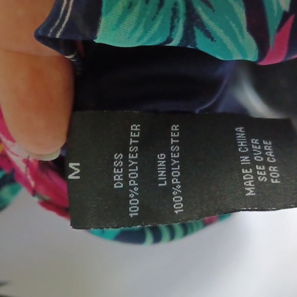 By & By dress size large navy floral halter style spaghetti strap lining jr sz M - Picture 7 of 8